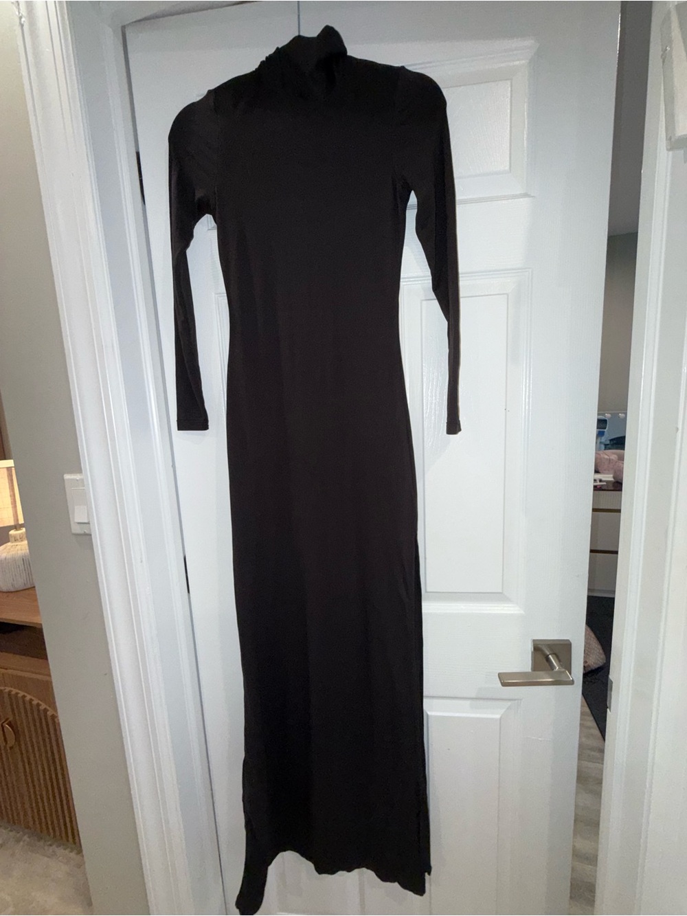 Long Sleeve Black Maxi Dress with Turtleneck